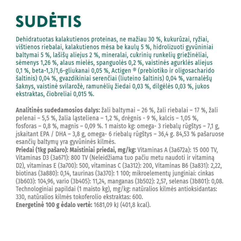 Visavertis pašaras vidutinių veislių suaugusiems šunims - kalakutas