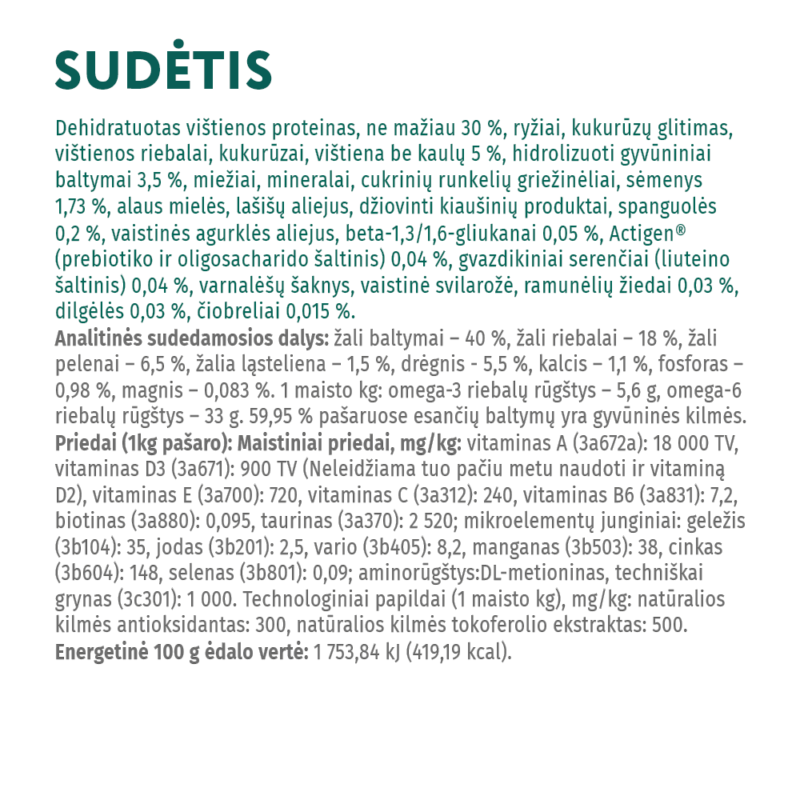 Visavertis pašaras kačiukams - višta
