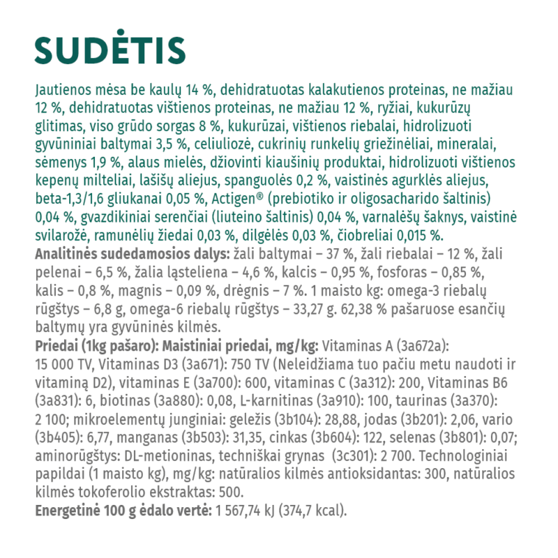 Visavertis pašaras sterilizuotoms katėms ir kastruotiems katinams - didelis kiekis jautienos ir sorgo