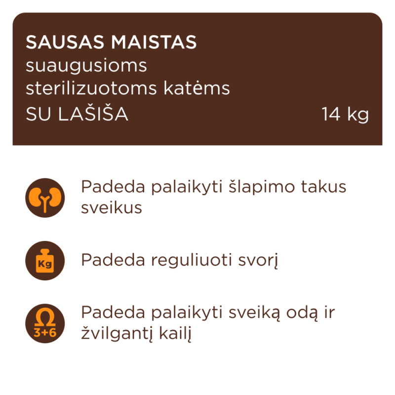 Premium visavertis pašaras suaugusioms sterilizuotoms katėms "Lašiša"