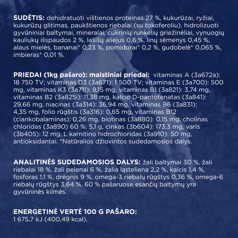 Premium visavertis pašaras suaugusiems aktyviems mažų veislių šunims "Aktyvas"